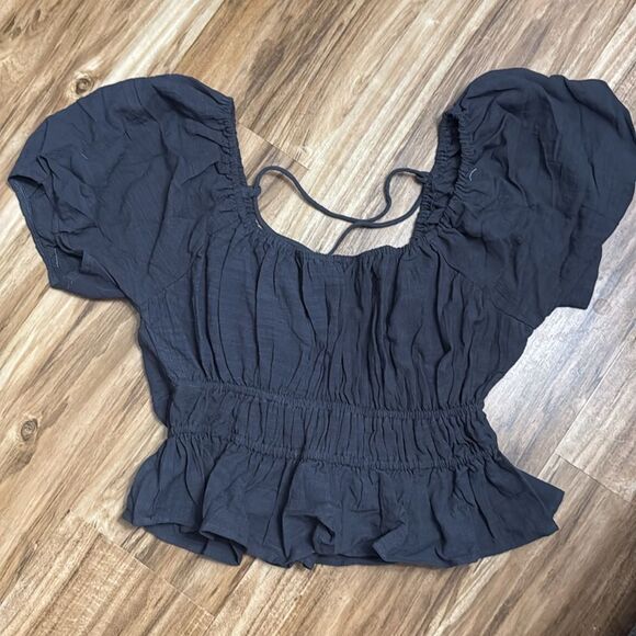 Easel Charcoal Textured Peplum Top NWT Size S, M, L - Picture 4 of 5